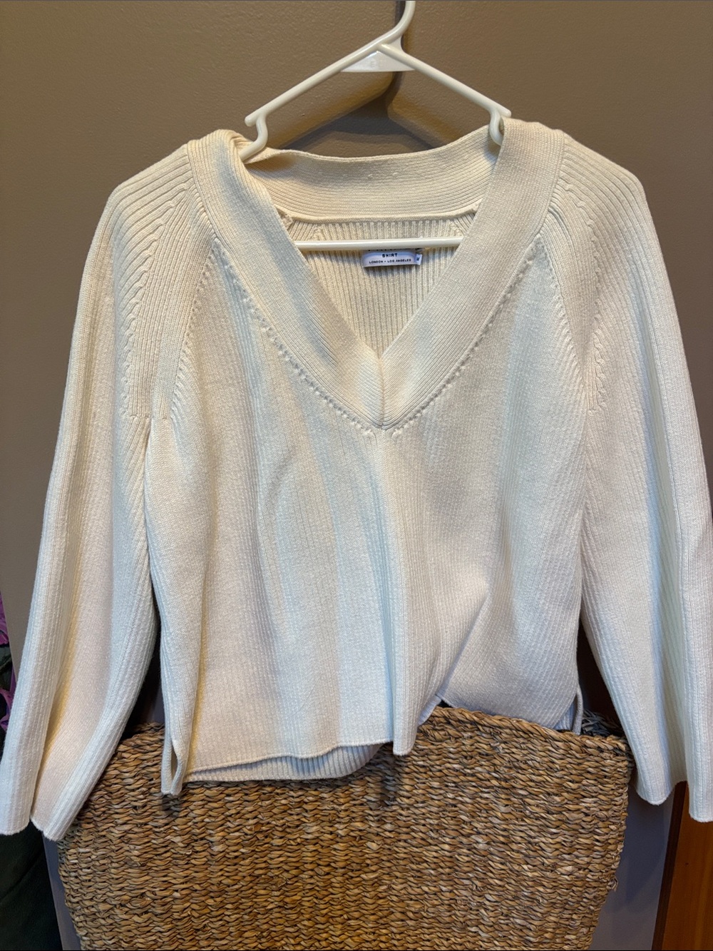 Frame Denim Ivory V-Neck Sweater